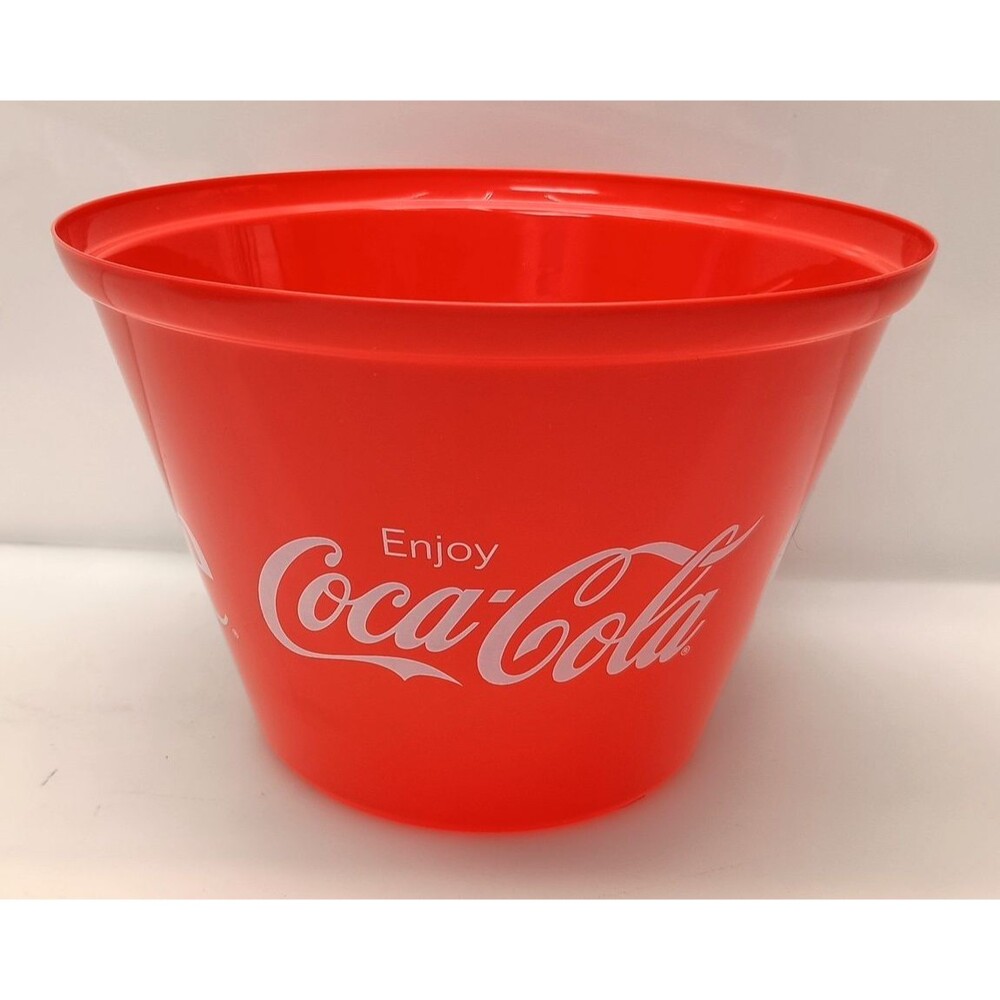 Coca-Cola Red Plastic Bucket Ice Snack Tub 9” Wide x 6” Tall New